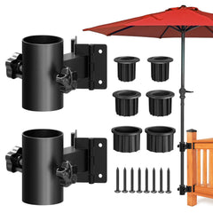 Walrkaur front view of black deck mount showing secure umbrella hold benefit