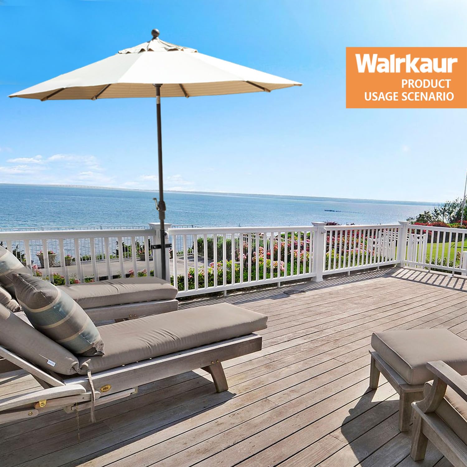 Walrkaur installed on balcony in lifestyle scene providing space-saving outdoor shade