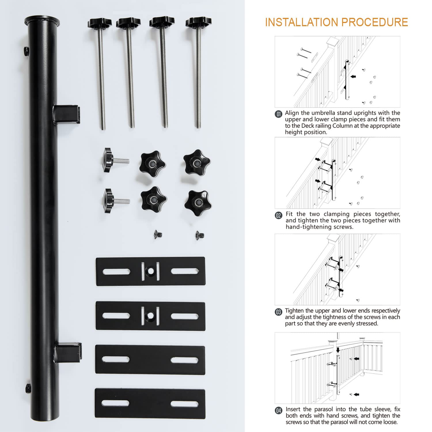 Walrkaur ruler beside mount illustrating compatible pole diameter and adjustable spacing