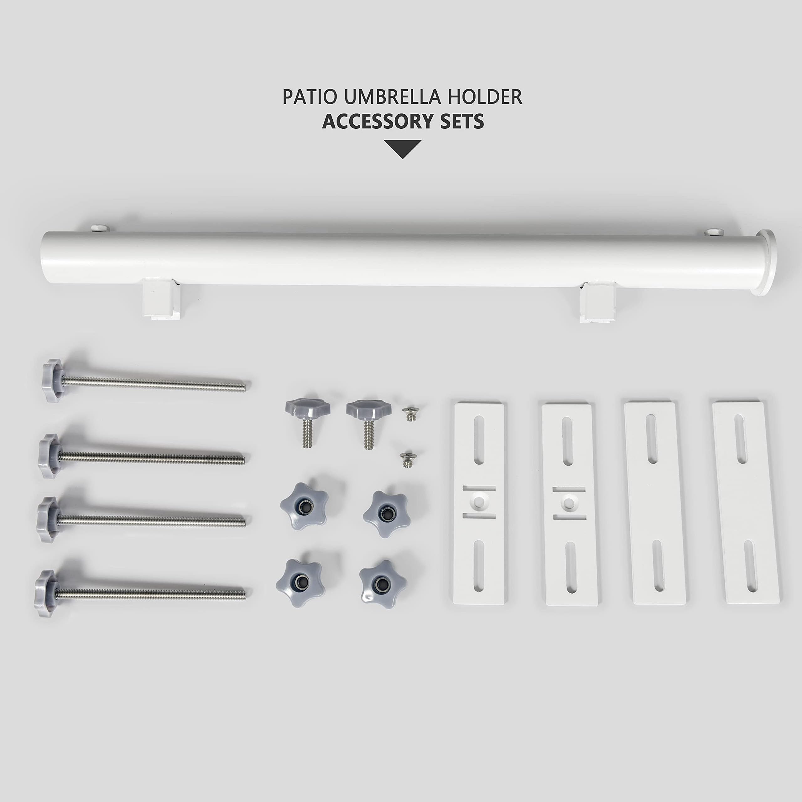 Walrkaur clamp and umbrella pole detail showing fit for 1.9-inch tubes and easy adjustment