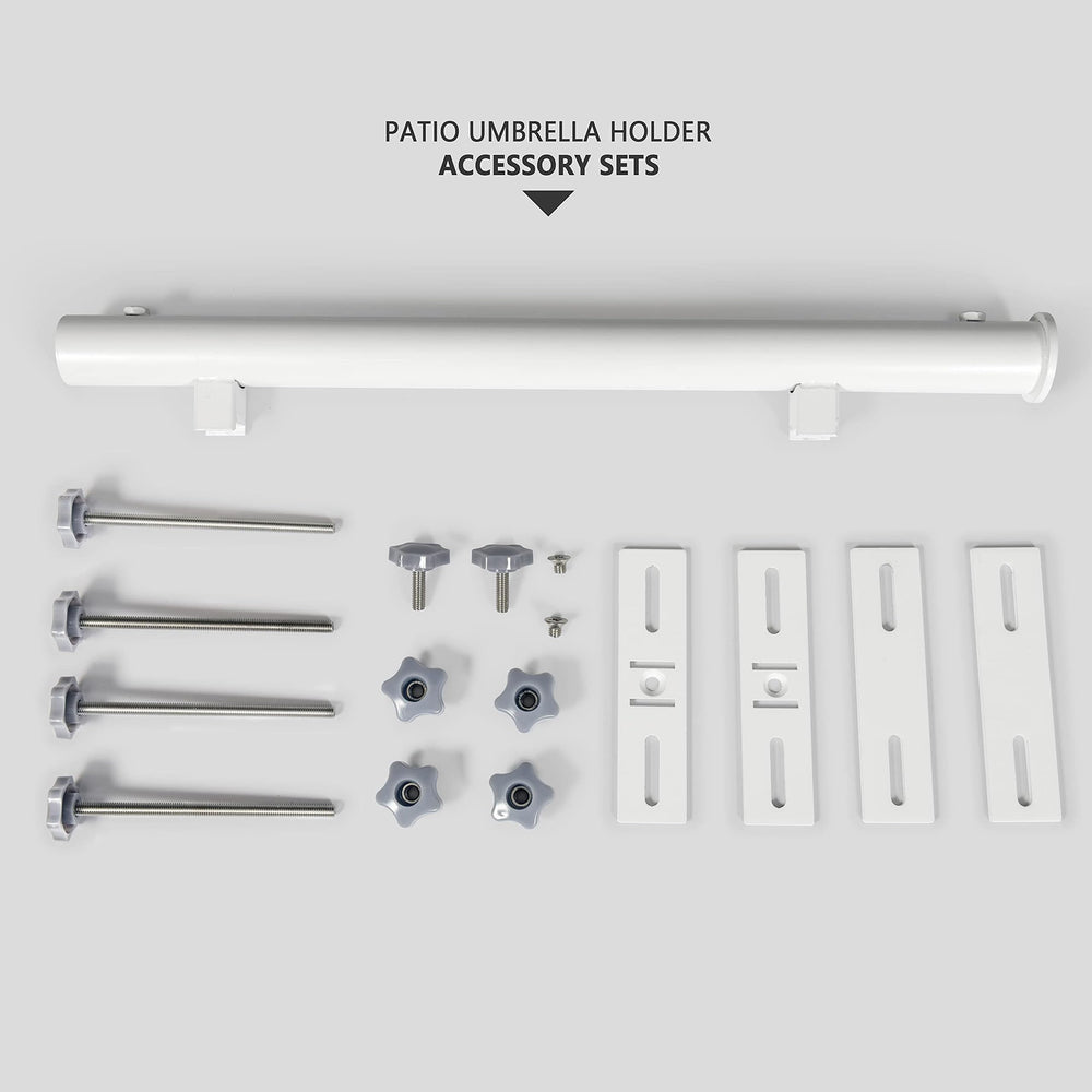 Walrkaur clamp and umbrella pole detail showing fit for 1.9-inch tubes and easy adjustment