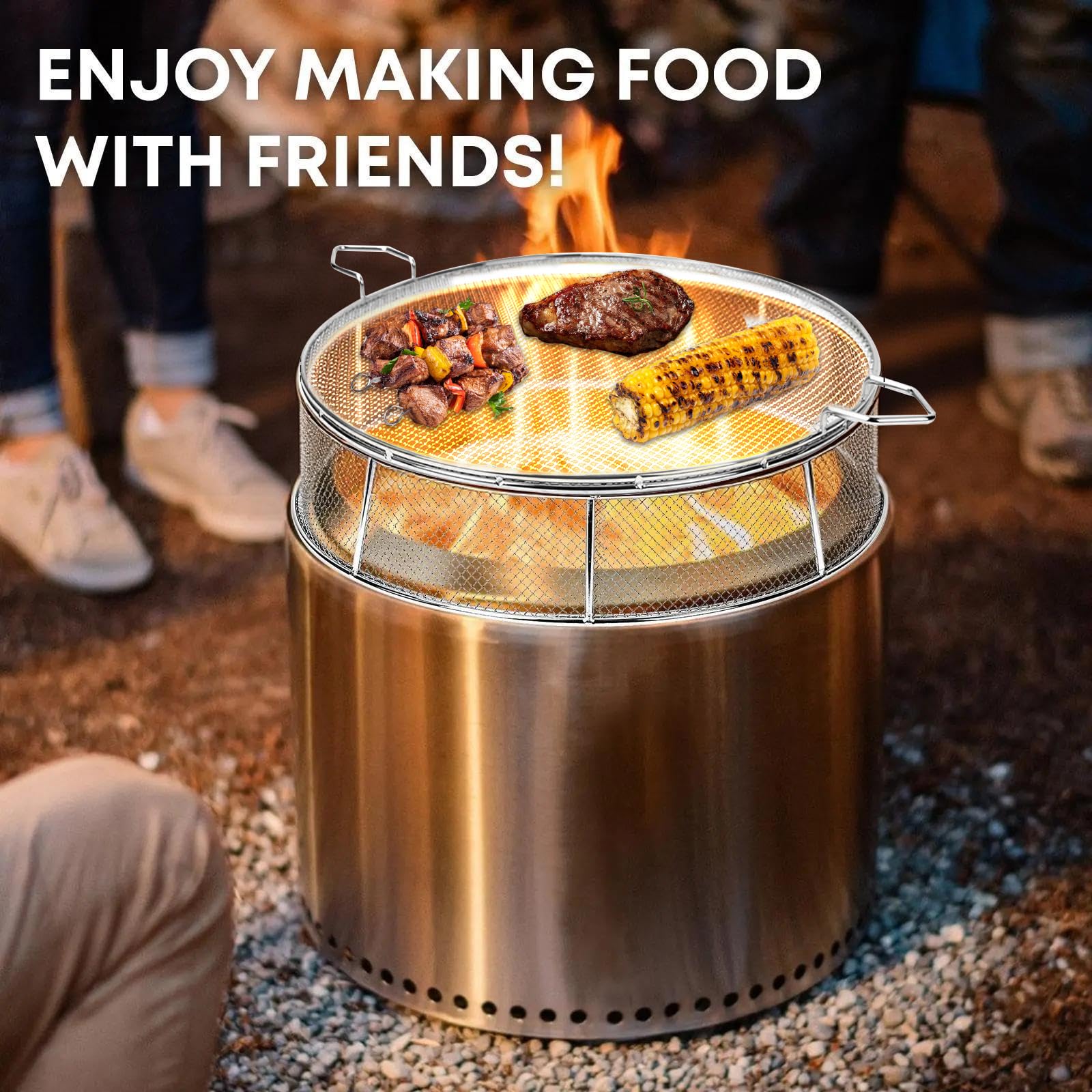Wanchao cooking with pizza stone on top showing stable cooking surface benefit