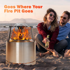 Wanchao deflector installed inside Solo Stove Bonfire expanding warmth radius