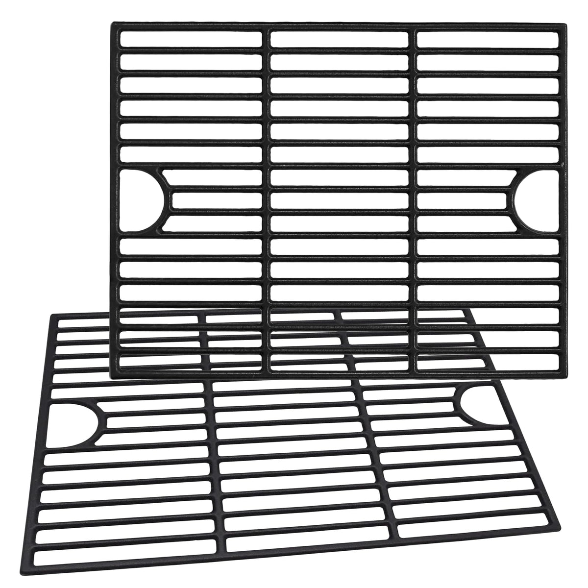 Wanchao front view of two 17 inch grates showing full cooking surface and even spacing benefit