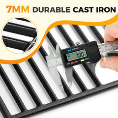 Wanchao grates with steak searing on a grill showing improved heat retention and sear benefit