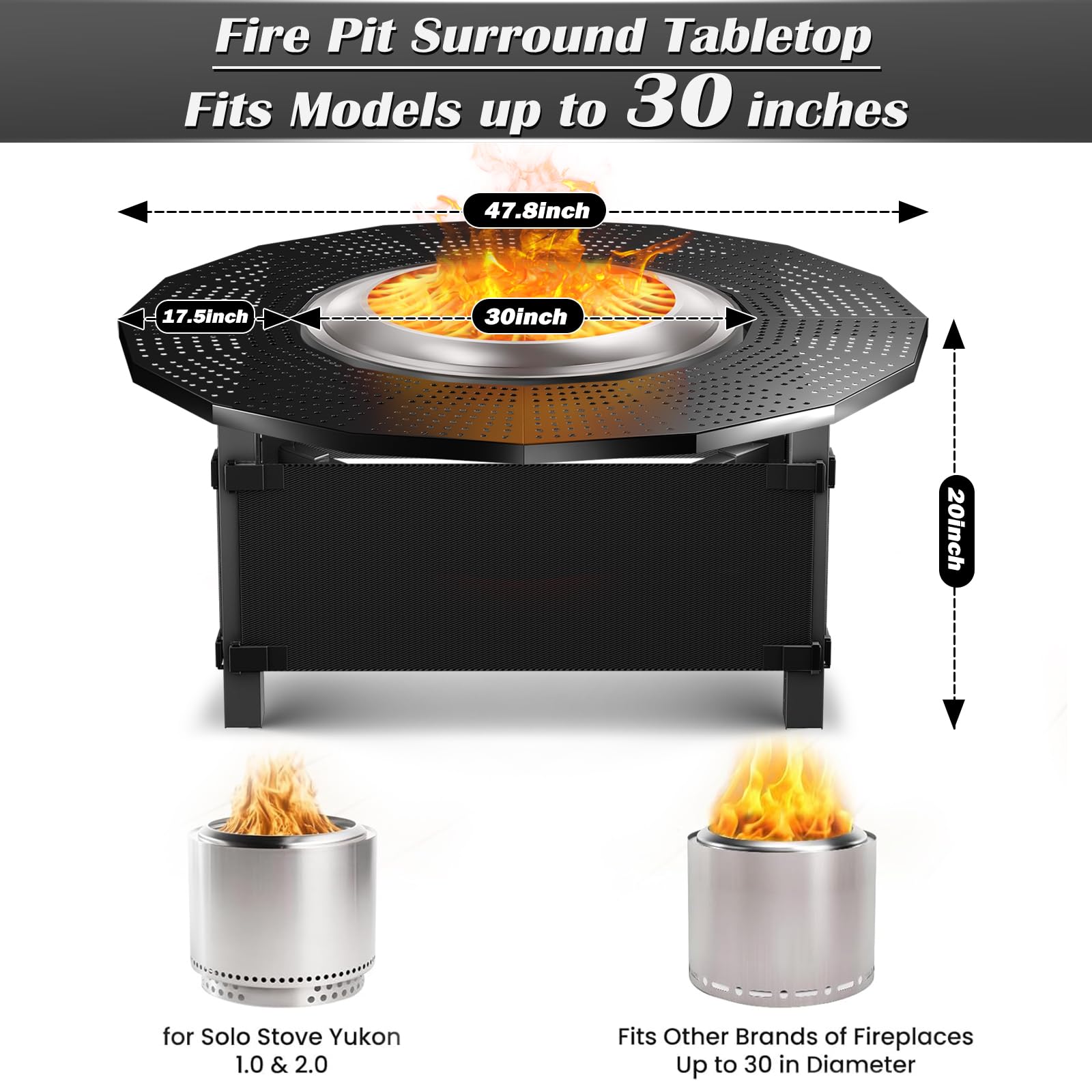 Wanchao beside Solo Stove Yukon for size comparison proving correct 30.2-inch fit