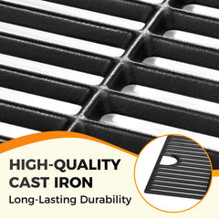 Wanchao grates beside measuring tape showing 17 by 13¼ inch size for correct fit benefit