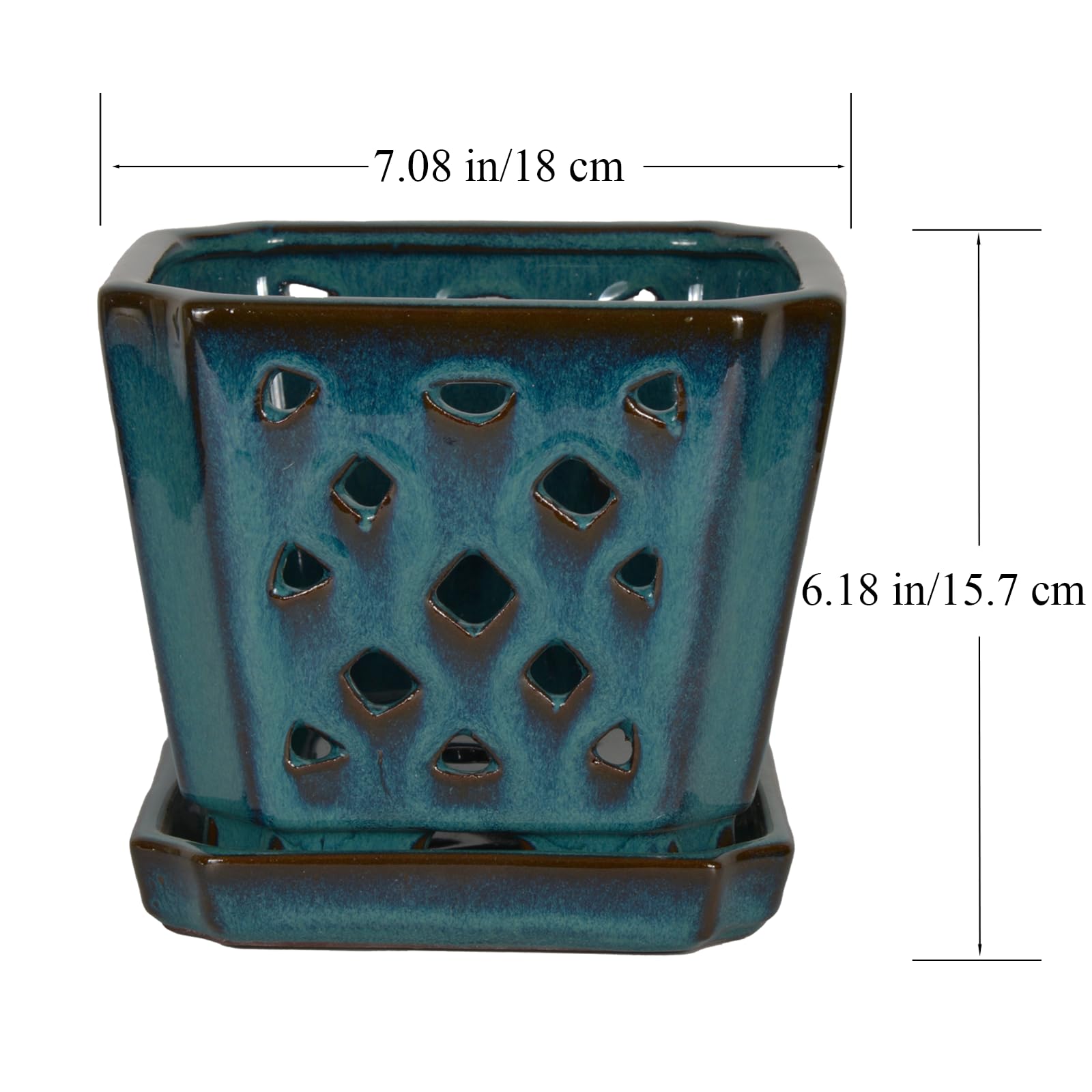 W&W orchid pot glaze texture closeup highlighting durable glossy finish