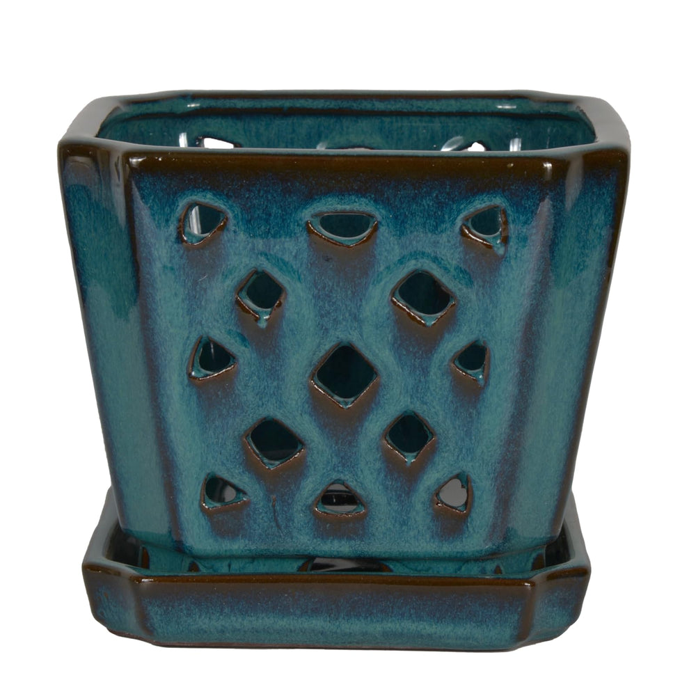 W&W orchid pot top open view showing 7 inch space for easy repotting
