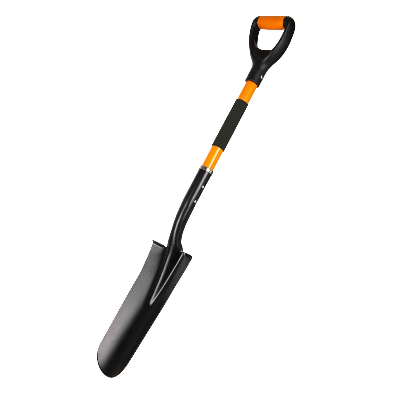 wangyanhao front view of drain spade showing full tool and orange D-grip for visibility