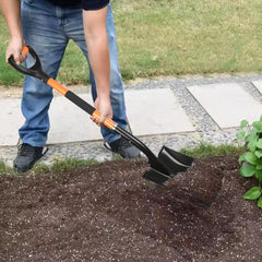 wangyanhao shovel digging in garden demonstrating efficient soil transfer and control