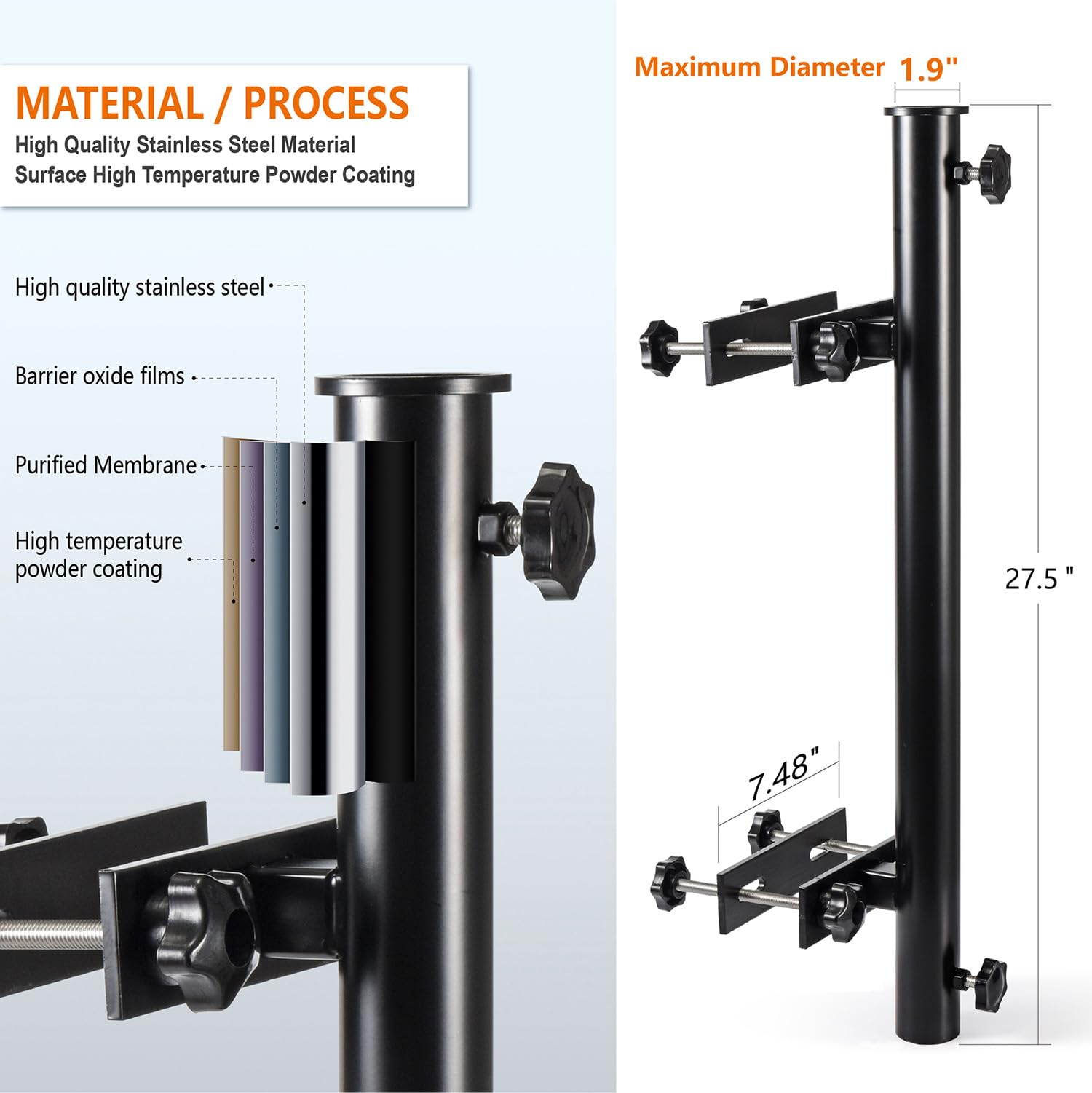 Wanhork mount clamped to a wooden rail illustrating damage-free attachment benefit