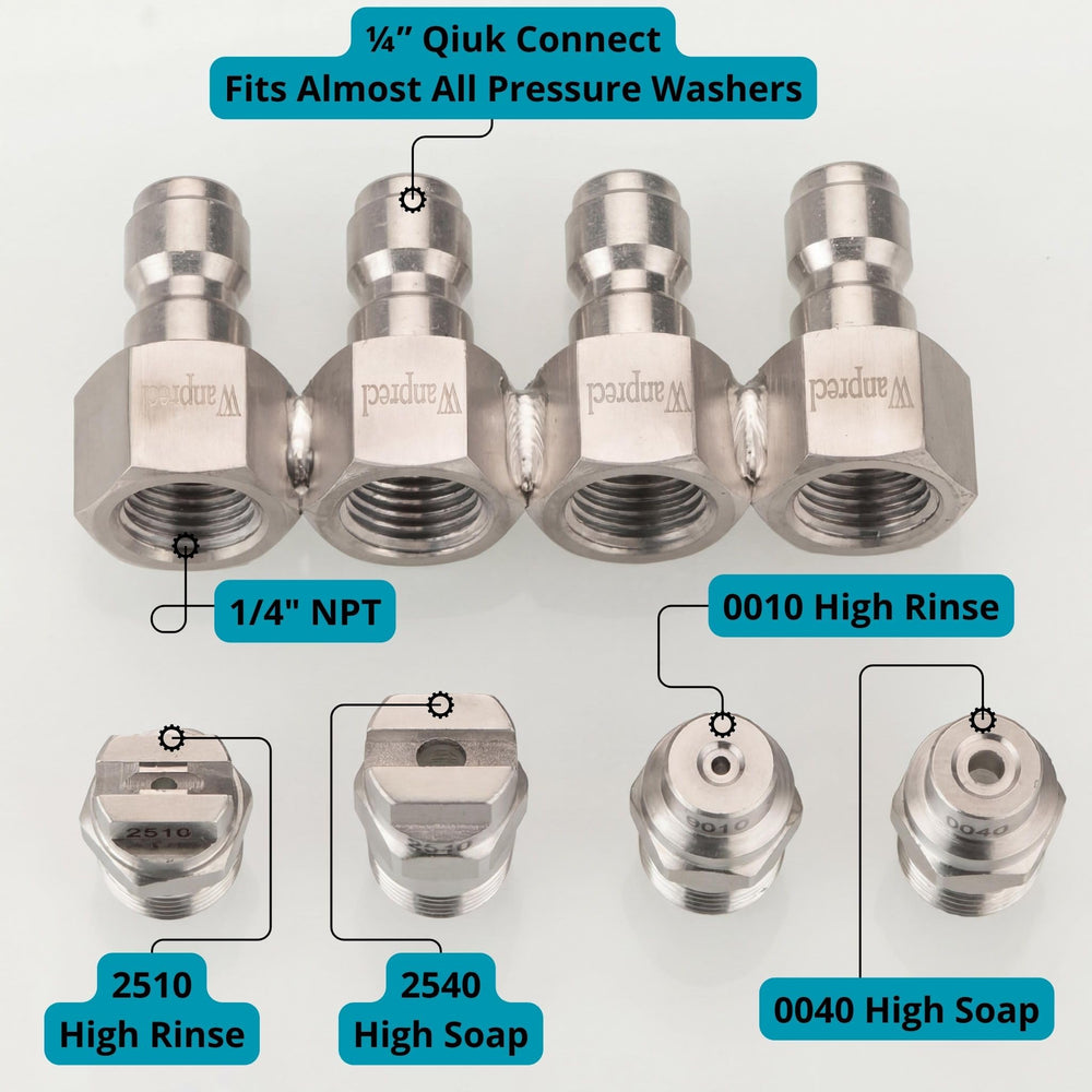 WANPRECL welded stainless-steel 4-way holder detail showing secure quick-connect
