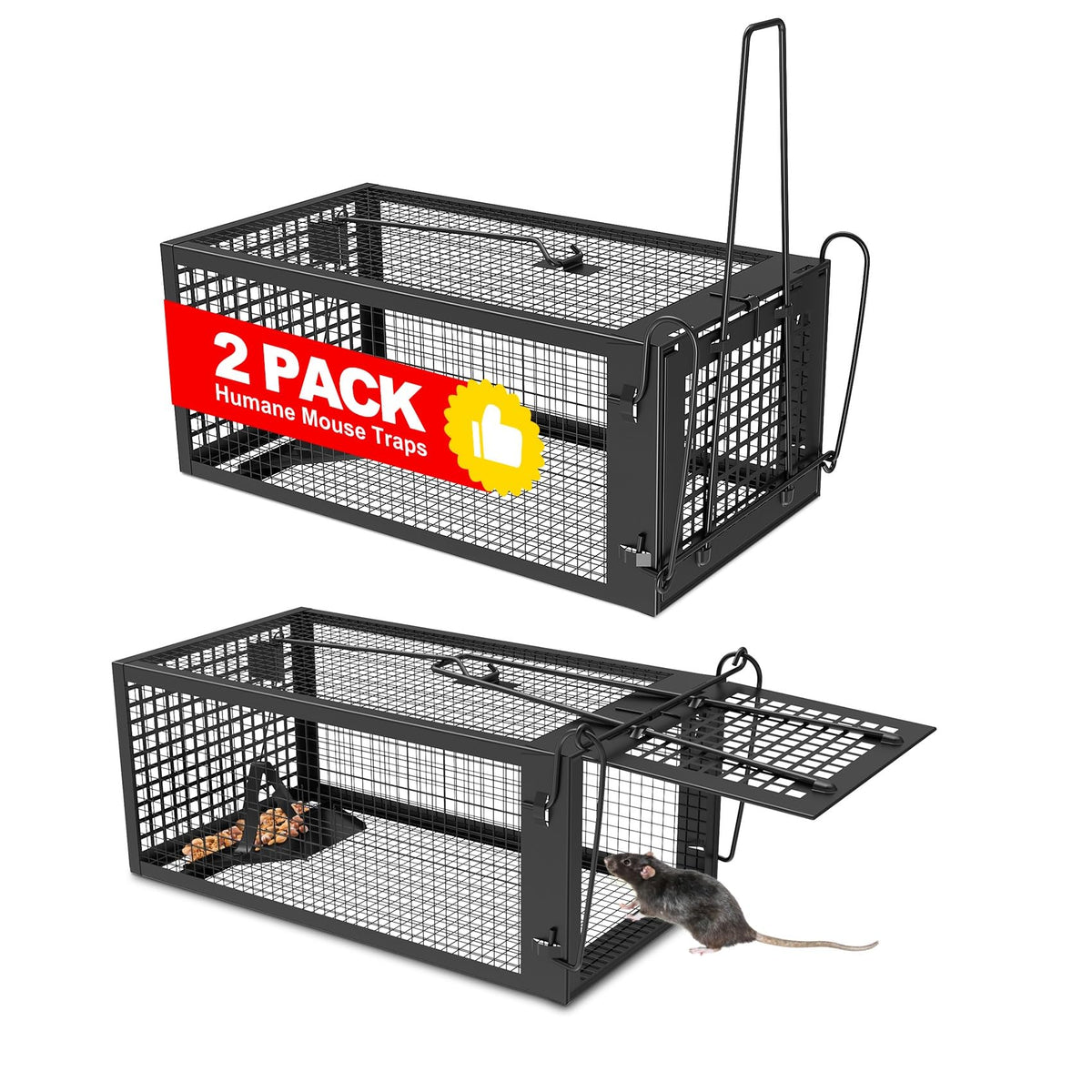 Wanqueen front view of two packaged live traps showing compact design and ready-to-use protection
