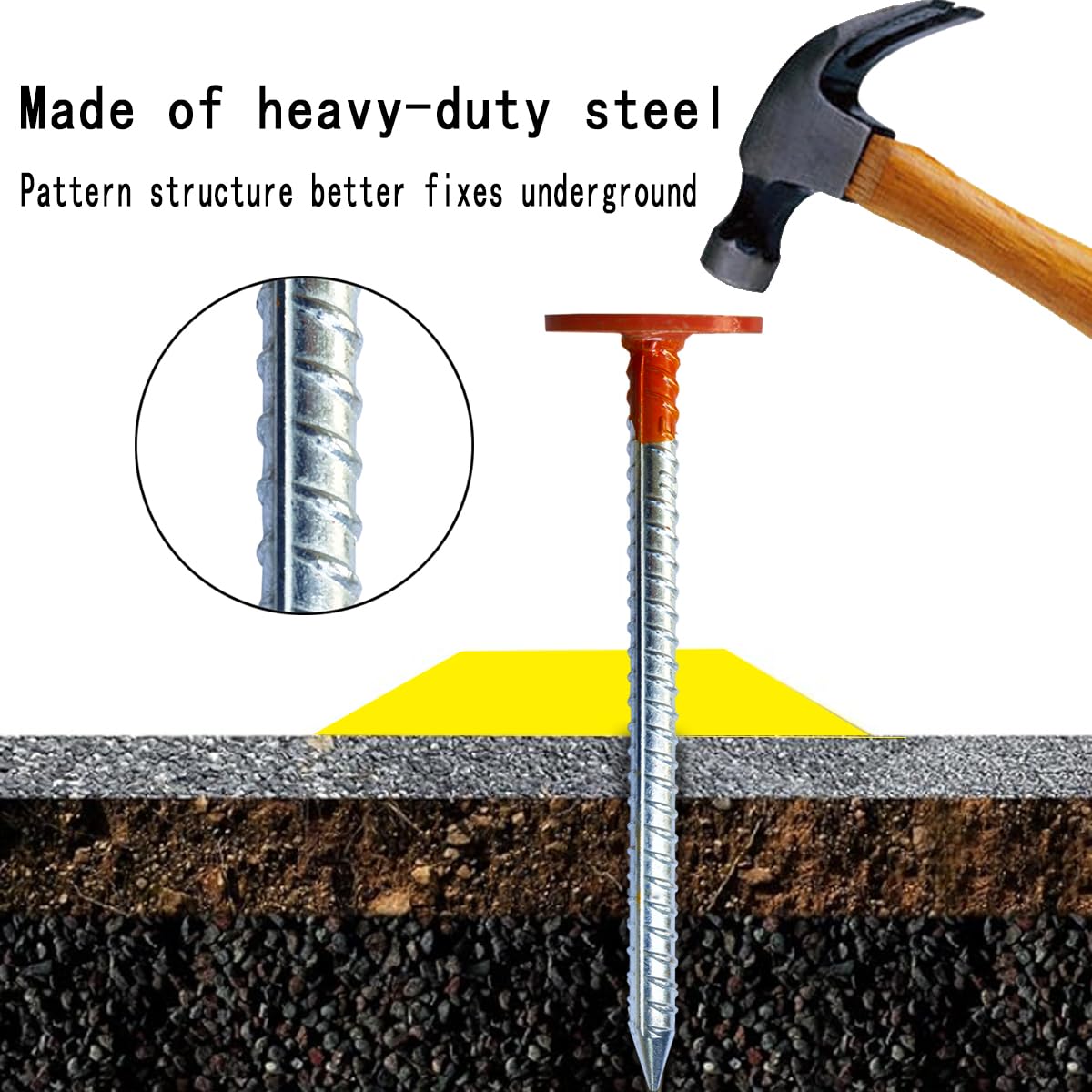 WANSRUYI stake tip detail showing tapered end for easier driving into soil