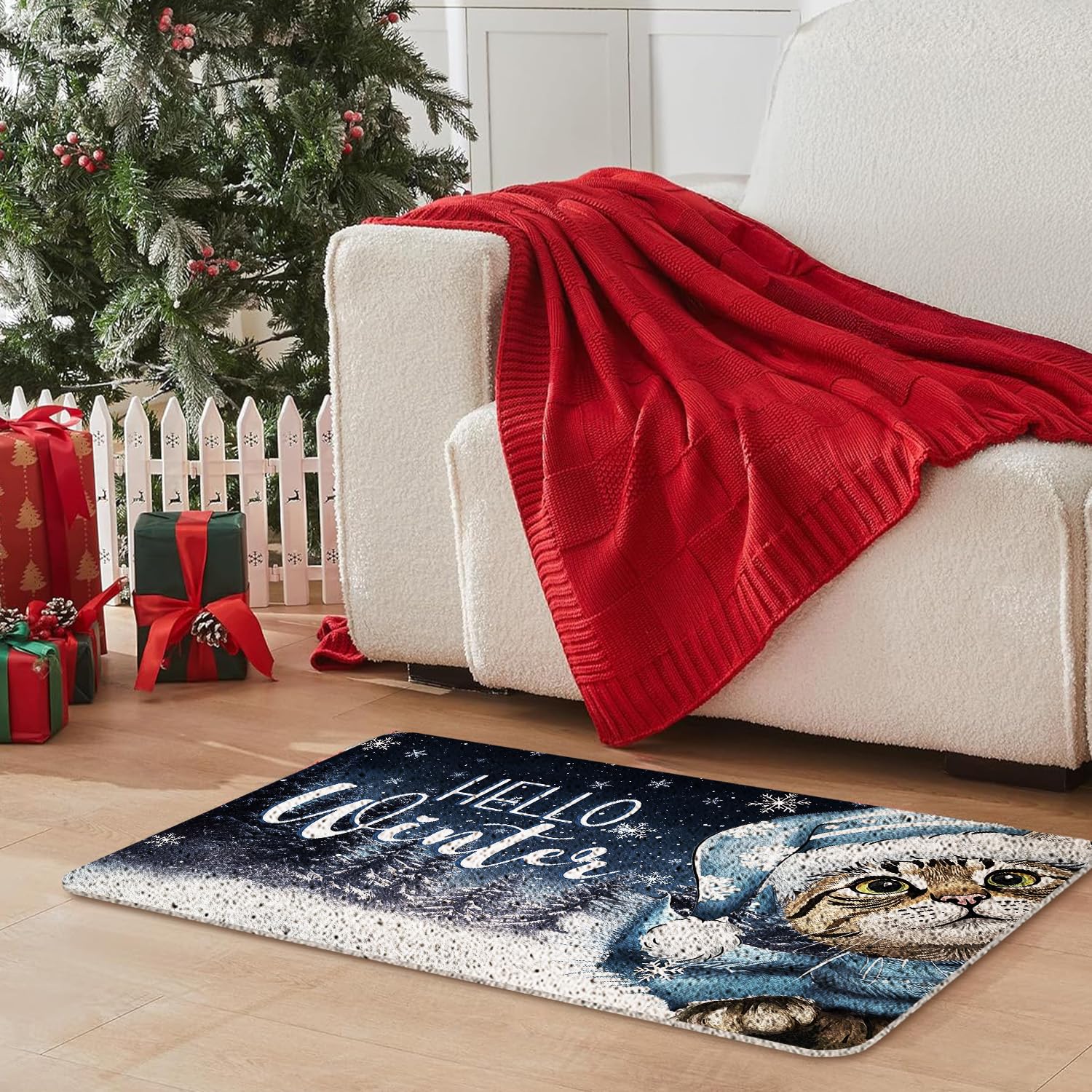 WARDOS doormat on porch creating a welcoming holiday entry