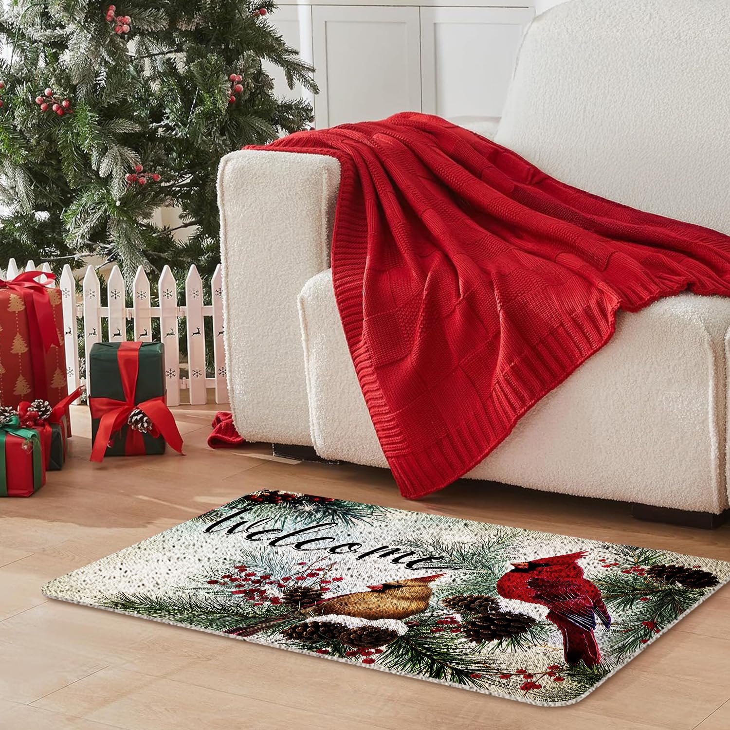 WARDOS mat next to shoes showing 17x30 size and practical coverage benefit