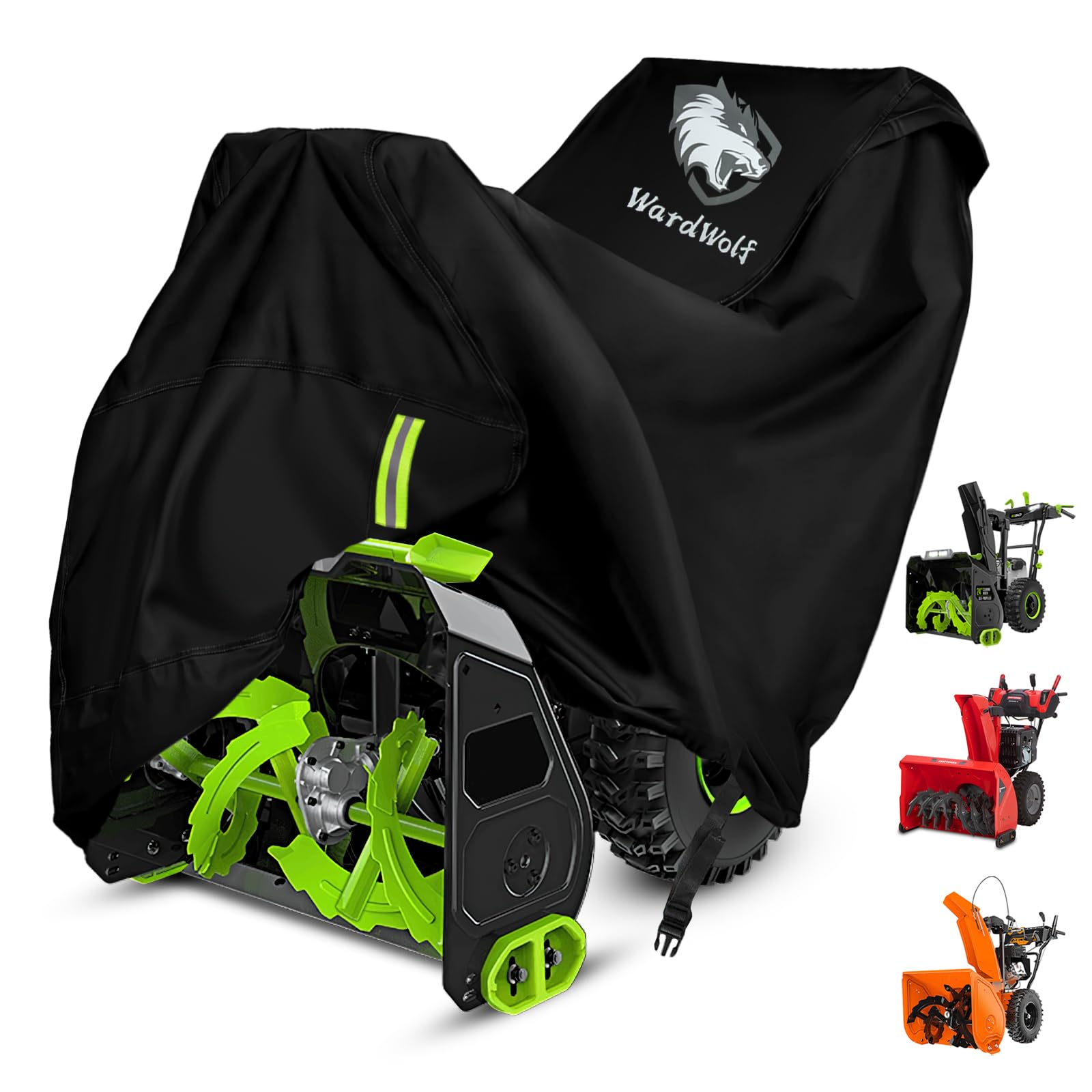WardWolf cover front view protecting full snow blower, extends equipment life
