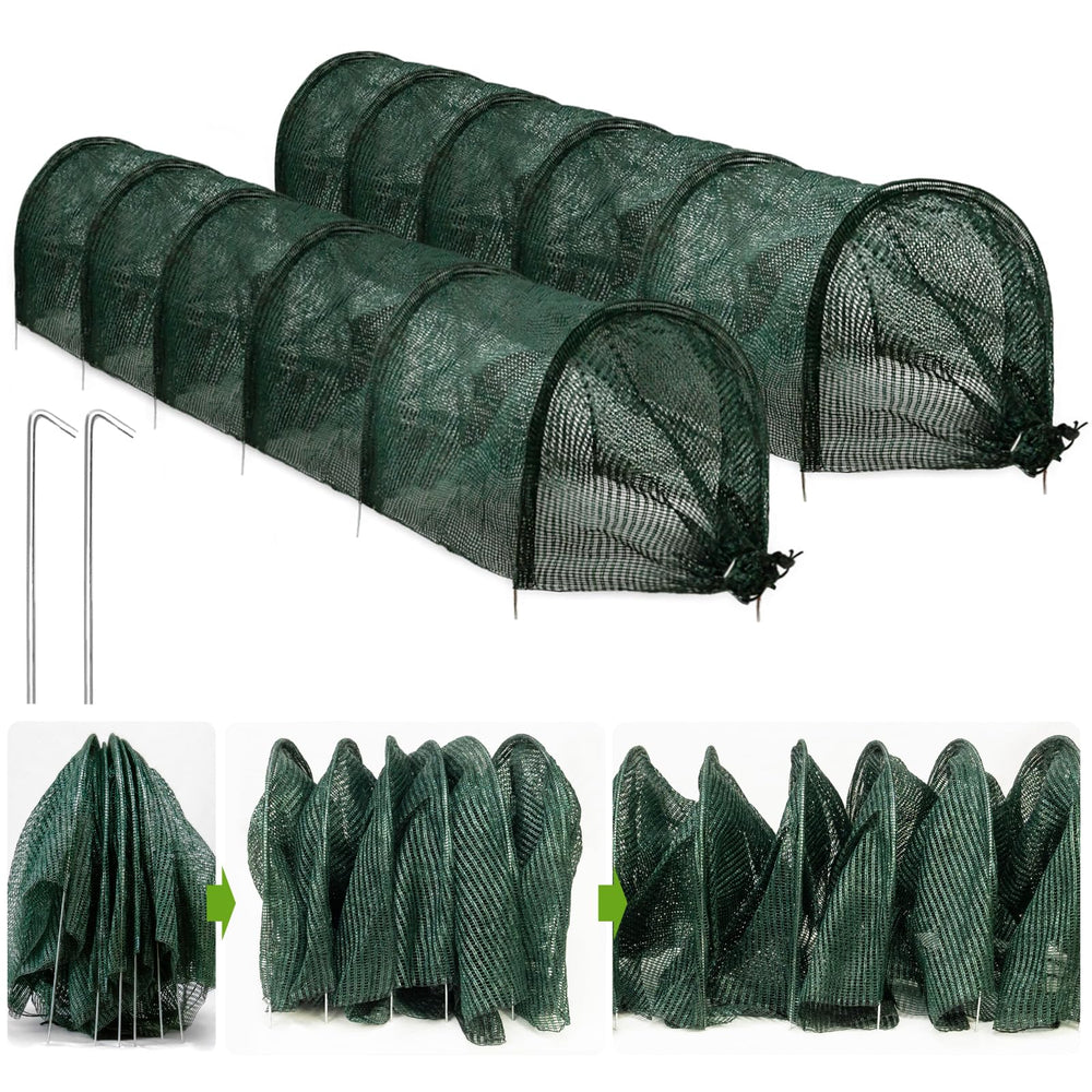 warmfarm front view of assembled tunnel showing full garden protection