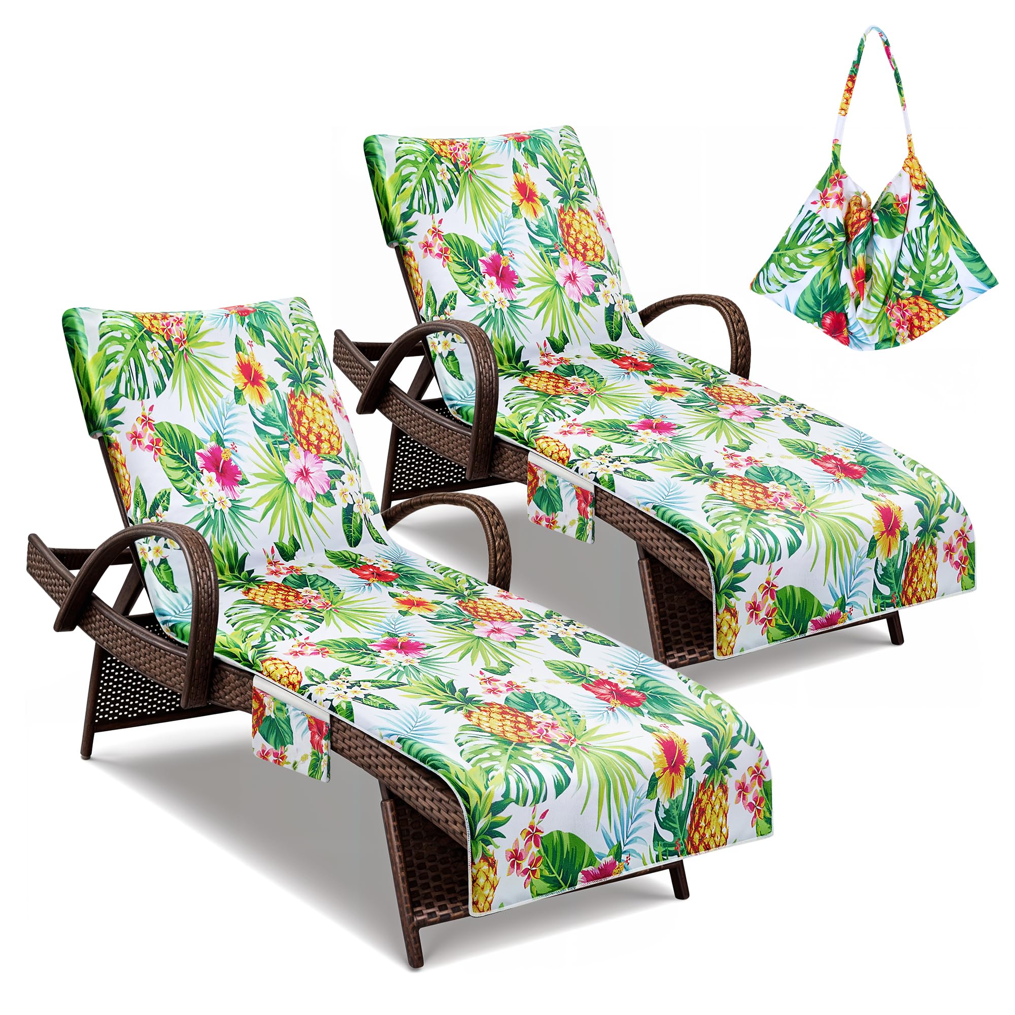 Warmiehomy pineapple front view showing full chaise coverage and vibrant print