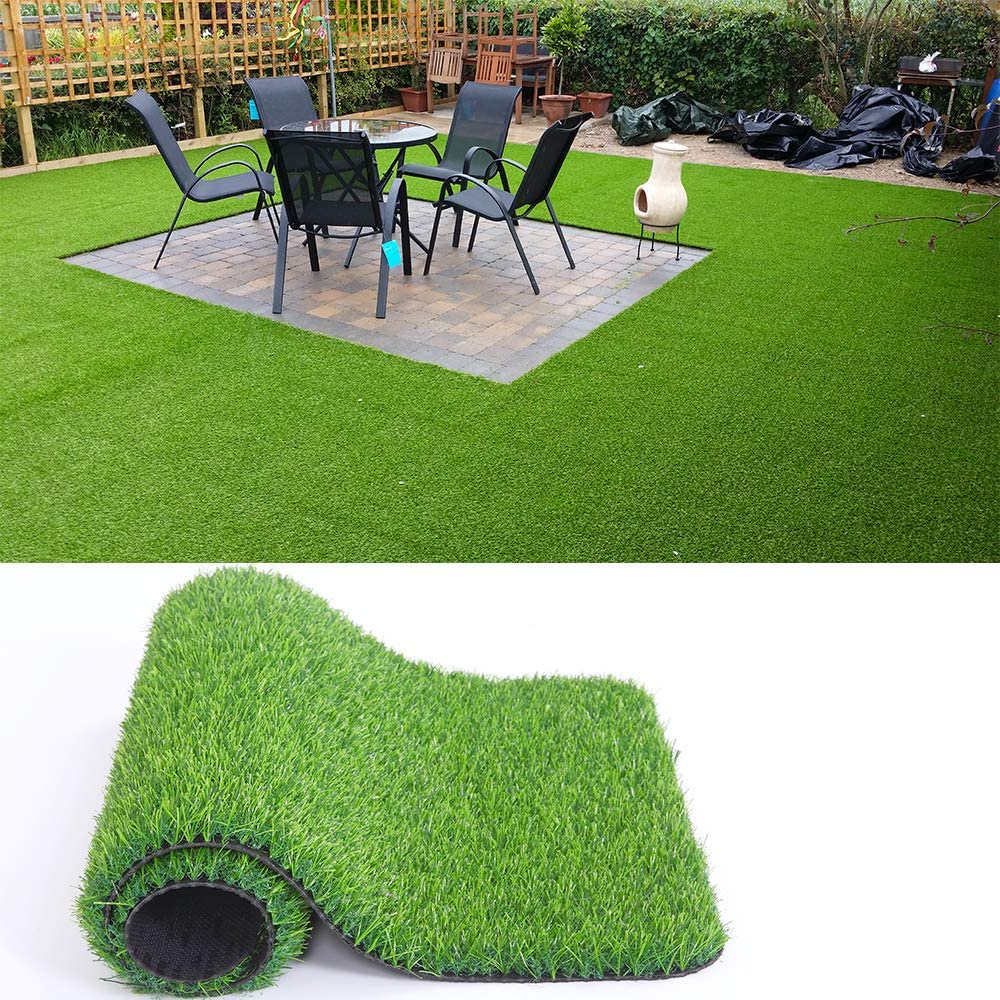 WarmShe front view of 4x6 artificial grass rug showcasing neat edges and green appearance