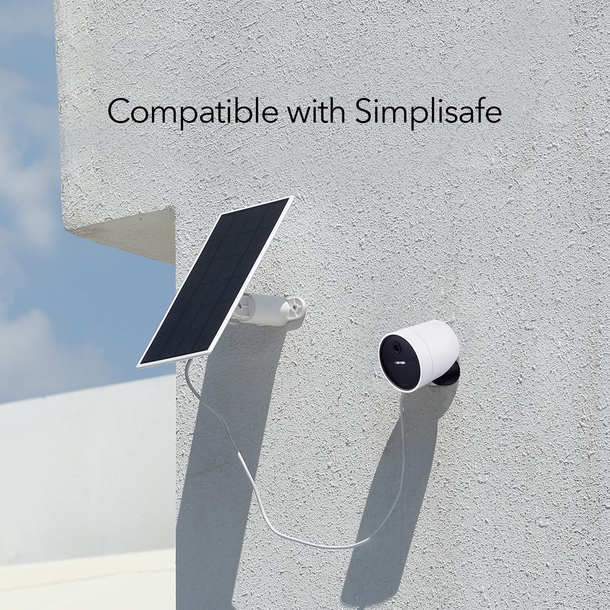 Wasserstein solar panel installed on porch supplying sustainable camera power