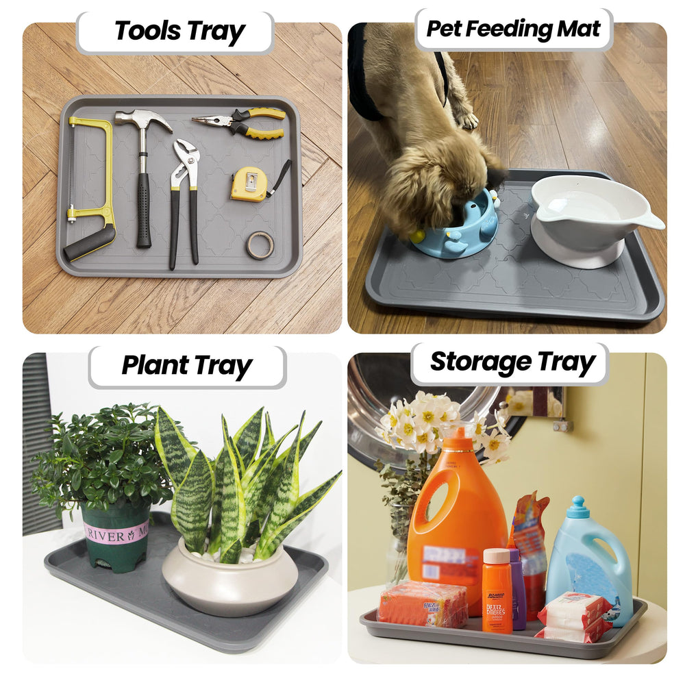 WATANIYA PET tray beside shoe showing 16.7x12.8 inch scale for space planning