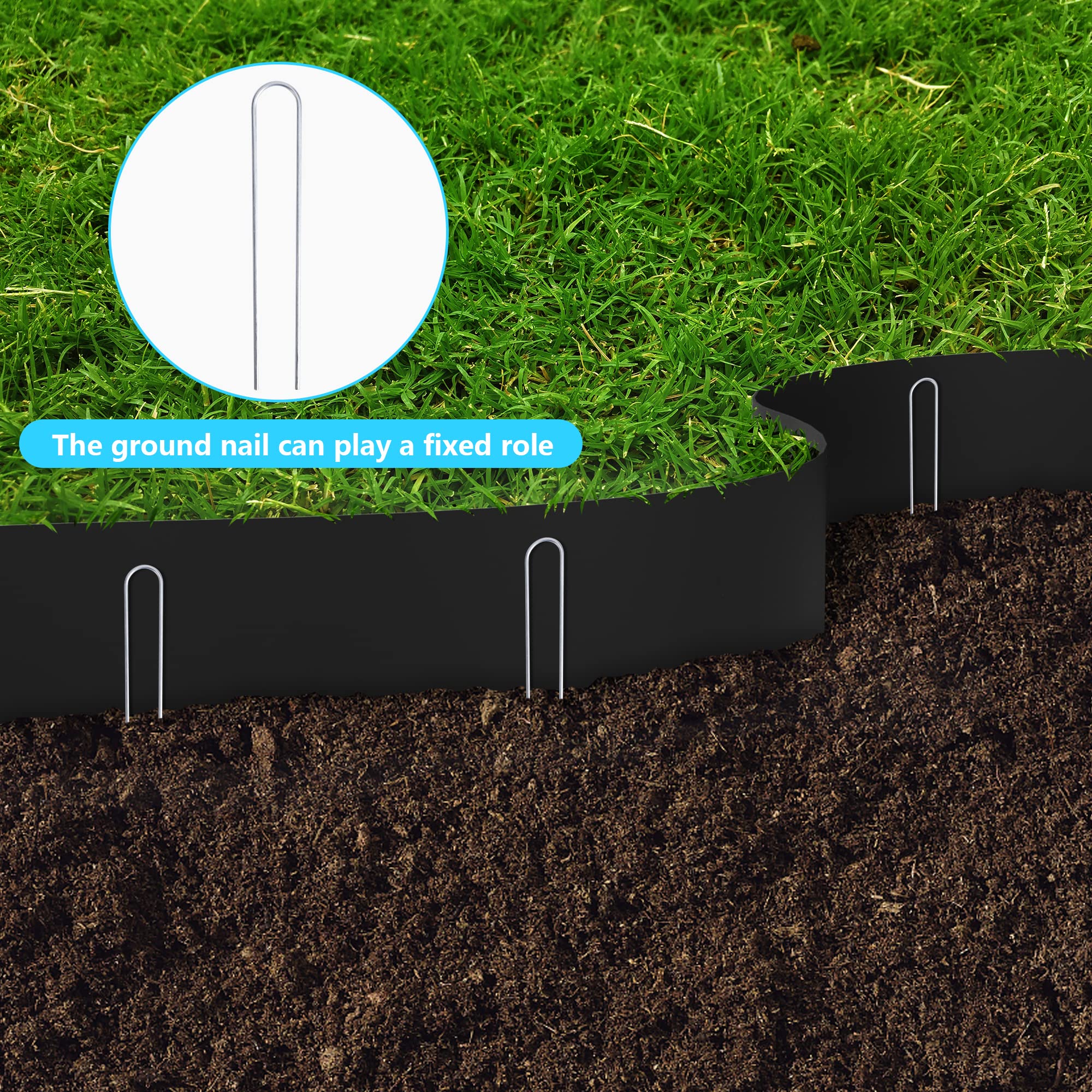 Watayo ground spike detail demonstrating secure anchoring of edging