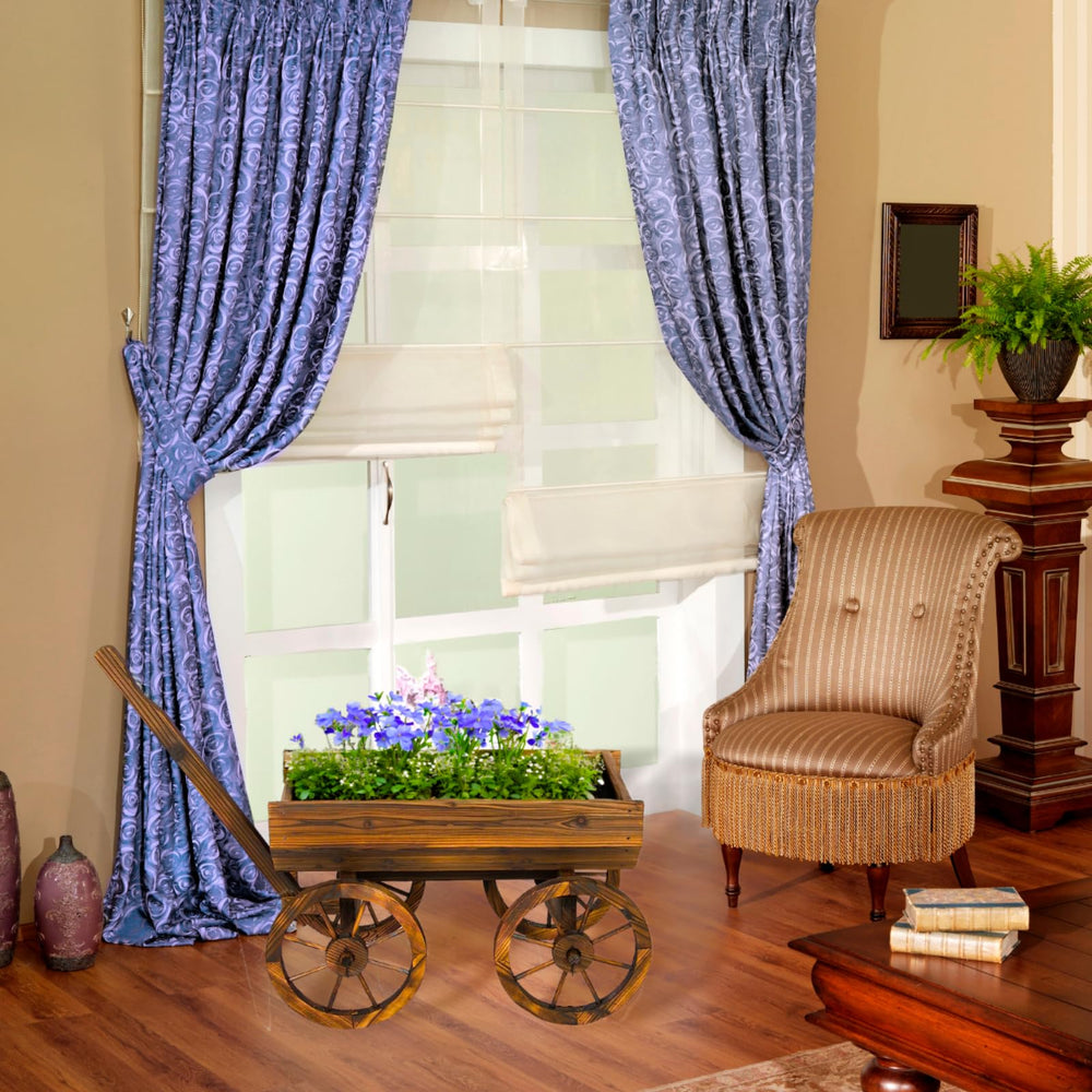 Watbick wagon styled indoors with blooms illustrating versatile home decor benefit