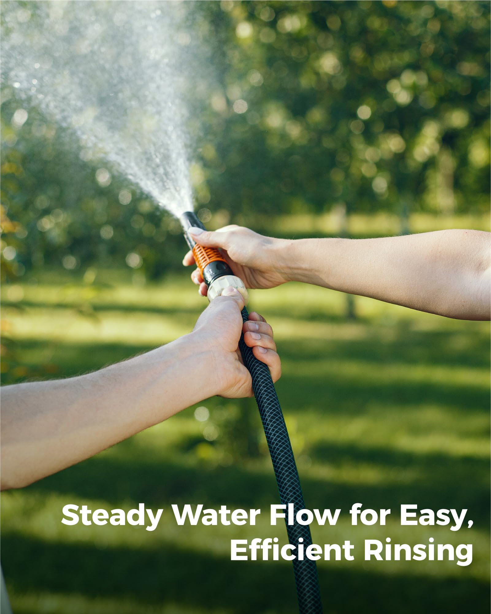 Waterdrop installed in garden scene showing lifestyle benefit of cleaner water for plants and pets