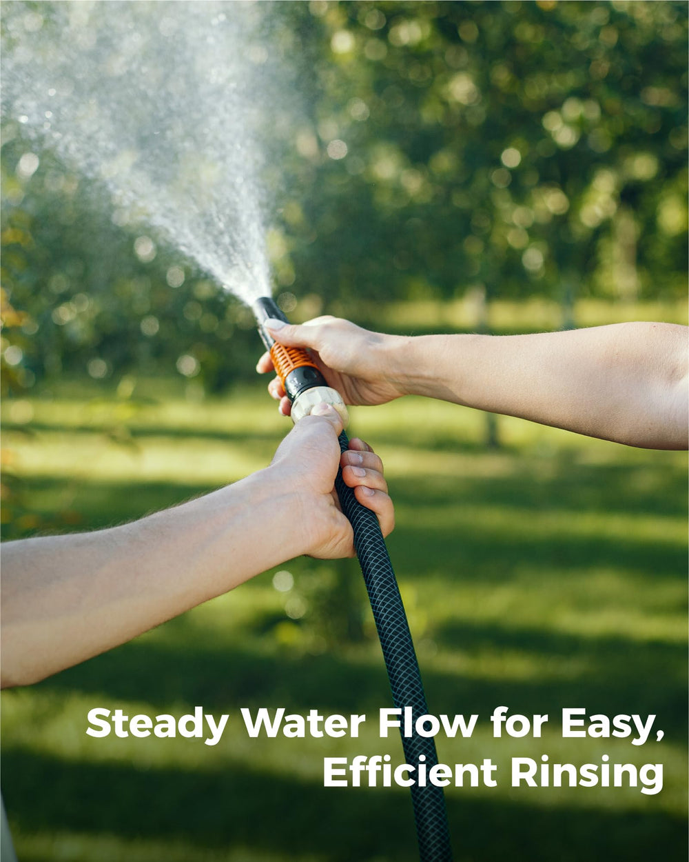 Waterdrop installed in garden scene showing lifestyle benefit of cleaner water for plants and pets