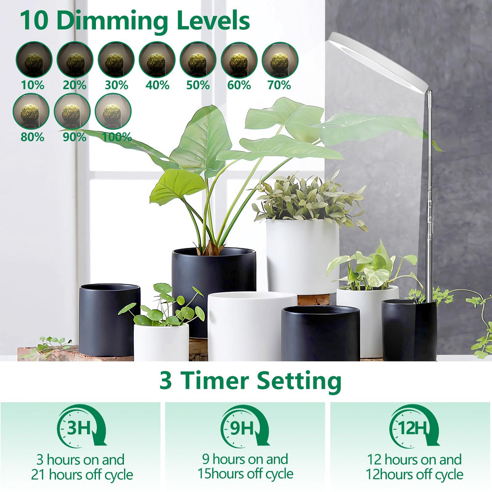 WaterRebirth illuminating multiple potted plants on a shelf for uniform growth