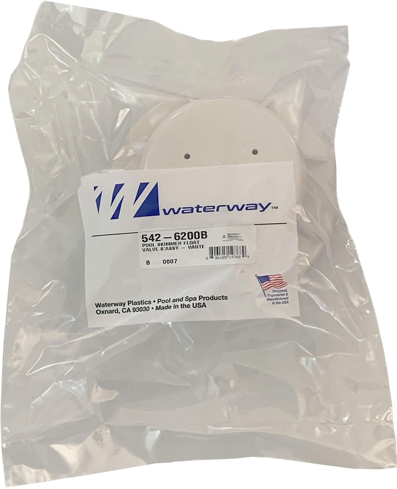 Waterway 542-6200B installed in a skimmer demonstrating correct seating and improved control