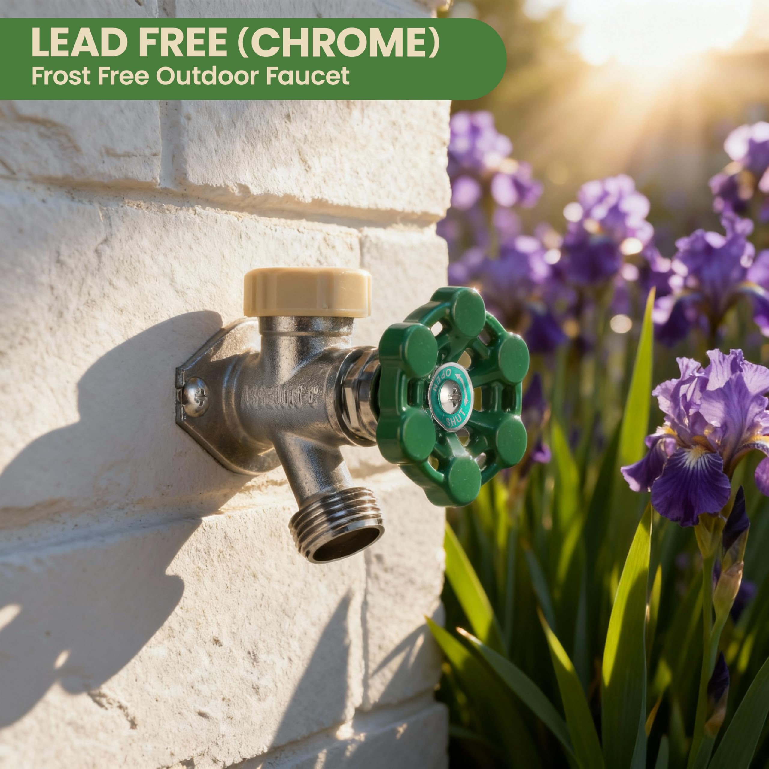 Watflow valve stem length shown to illustrate 12-inch frost protection and indoor safety