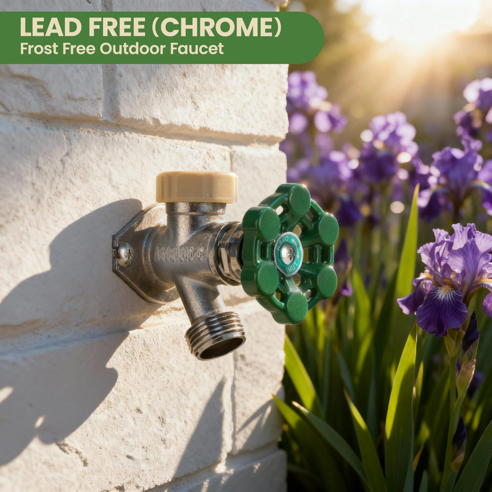 Watflow valve stem length shown to illustrate 12-inch frost protection and indoor safety