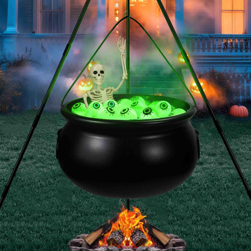 Watlie cauldron front view showing spooky centerpiece and curb appeal