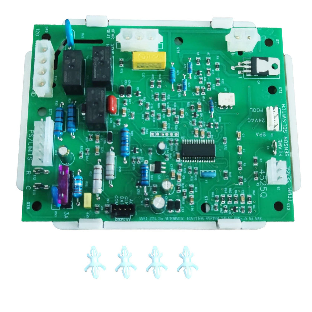 Wauebuly front view of integrated control board showing mounting points and connectors for easy replacement