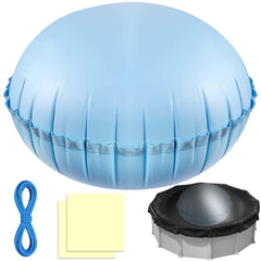 Waybas front view of blue pool pillow showing size and shape protecting cover