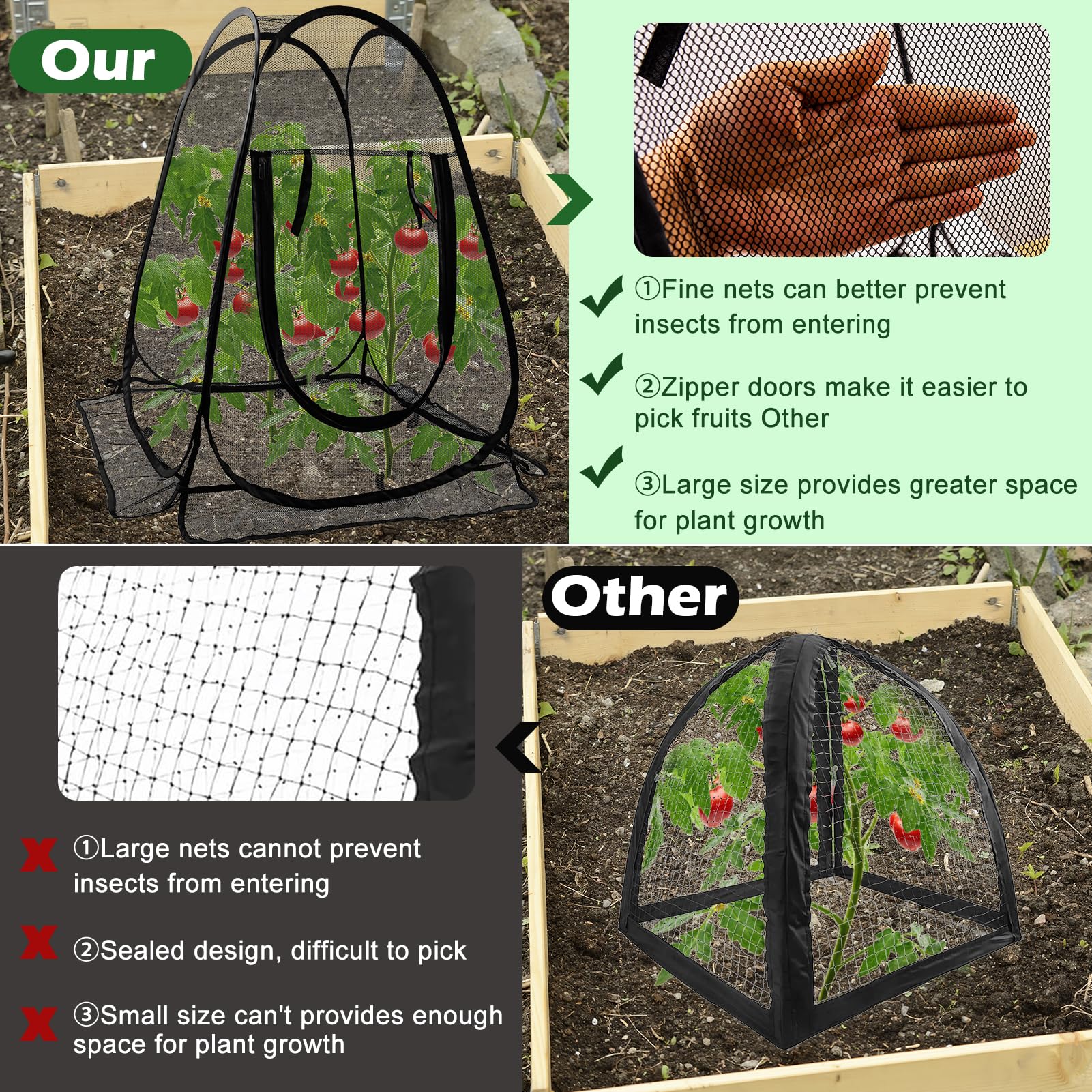 Waybas in use over potted tomato protecting fruit from animals