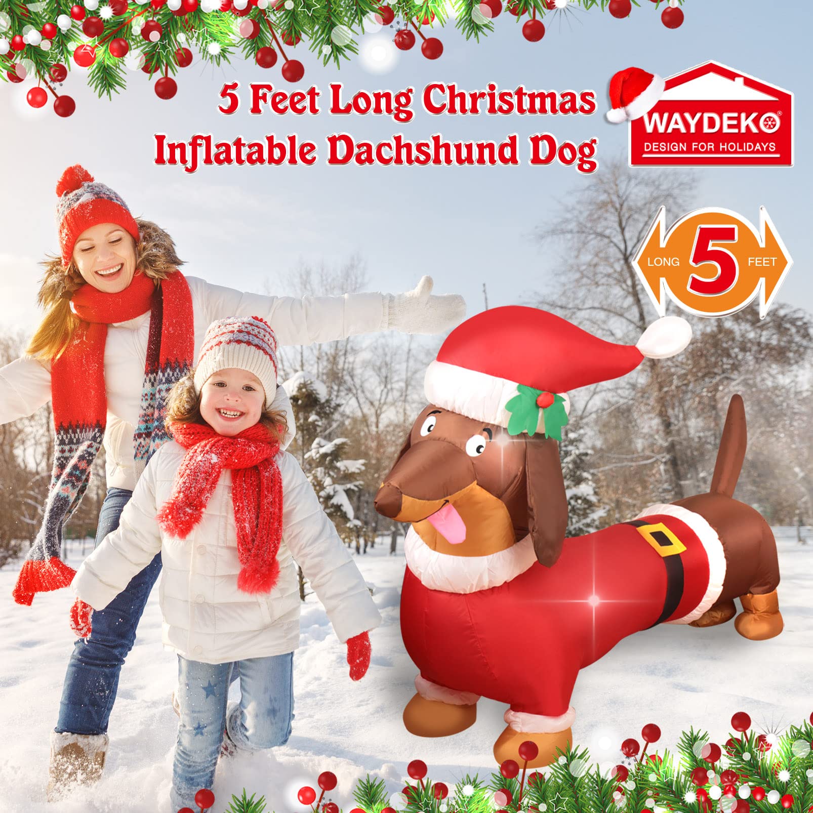 WAYDEKO dachshund beside a chair for scale demonstrating its five-foot length