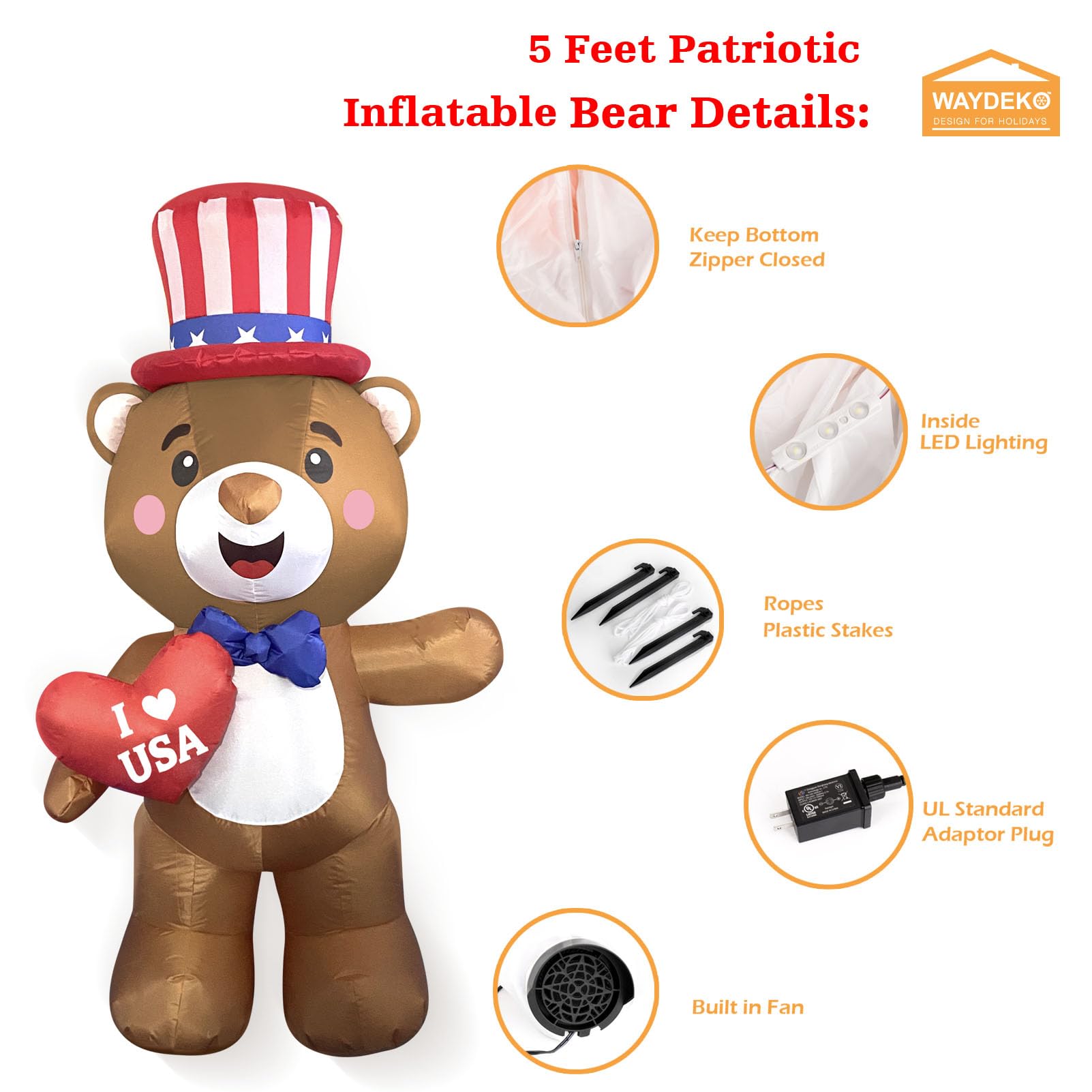WAYDEKO illuminated bear at night enhances evening holiday visibility