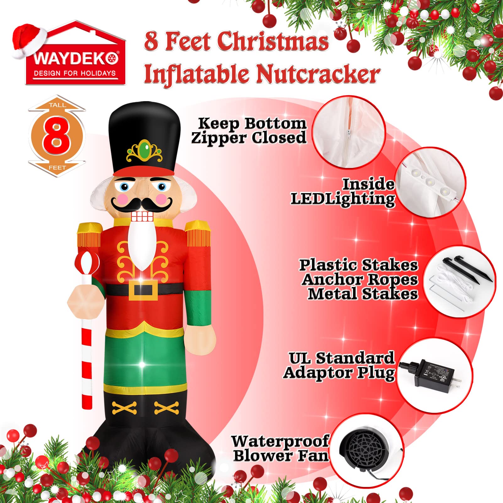 WAYDEKO Nutcracker next to doorway showing 8-foot scale for impact
