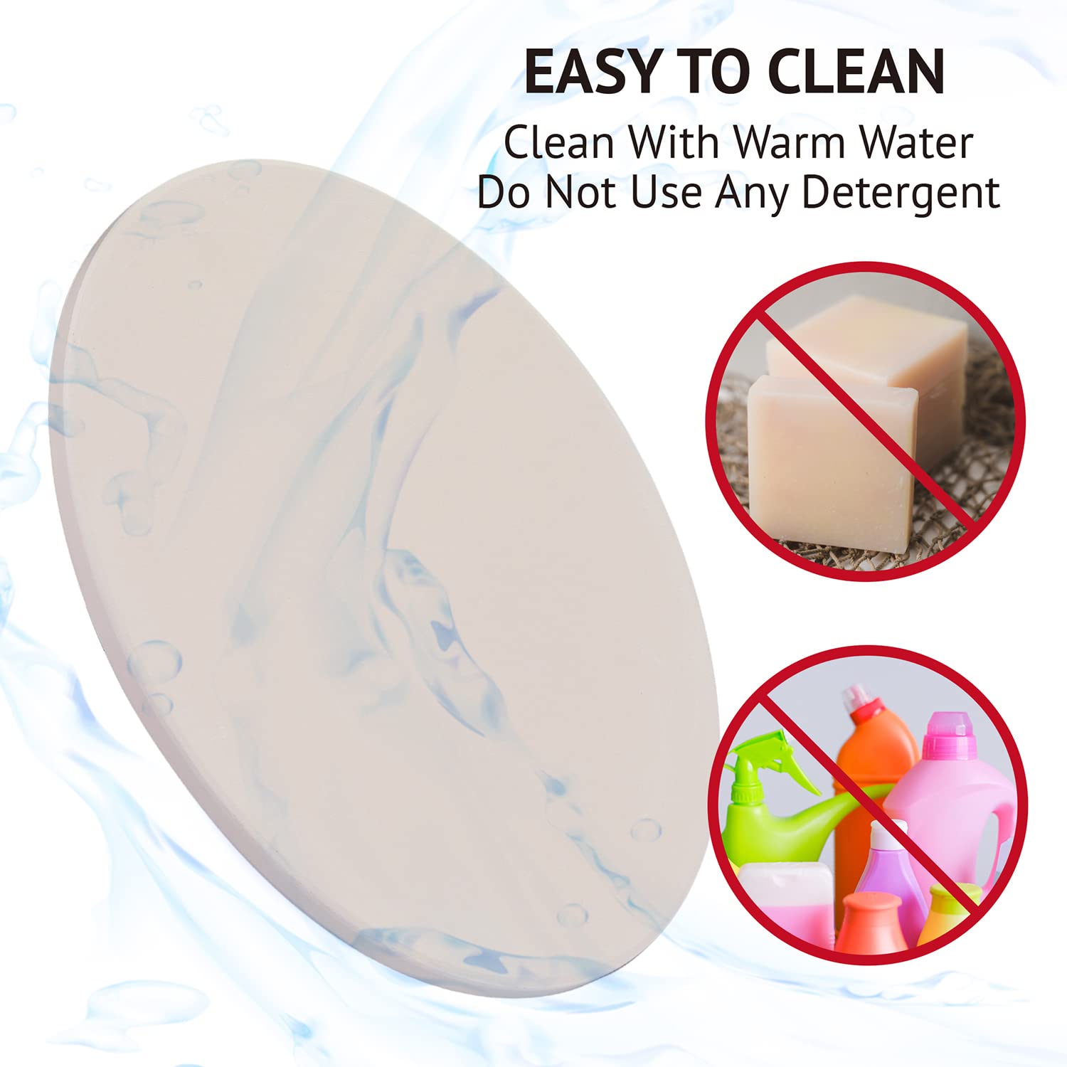 waykea product label close-up showing cordierite material and one-year warranty benefit