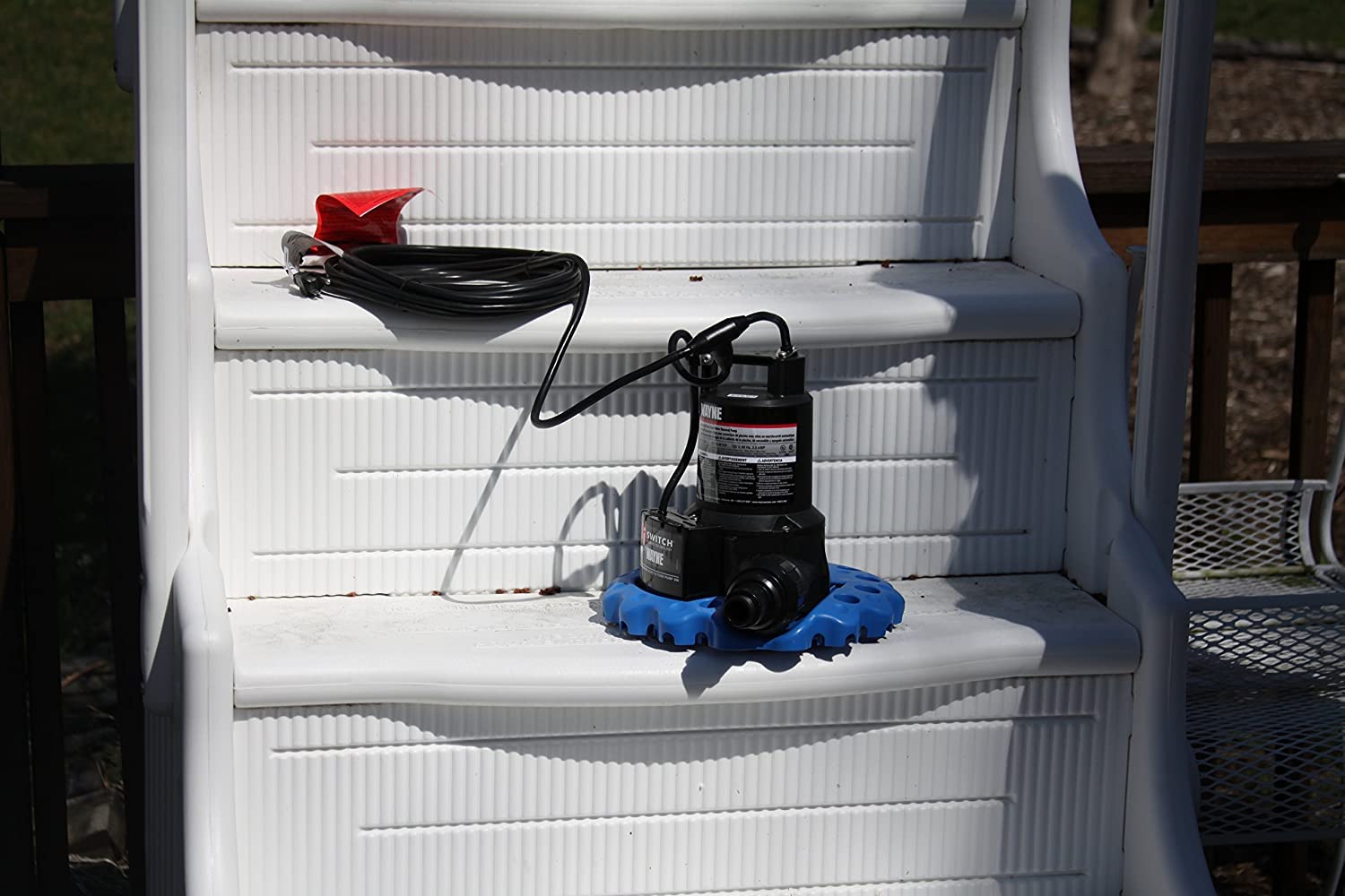 WAYNE WAPC250 motor protection circuit label highlighting locked-impeller safeguard