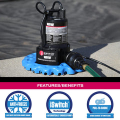 WAYNE WAPC250 operating on a pool cover removing standing water efficiently