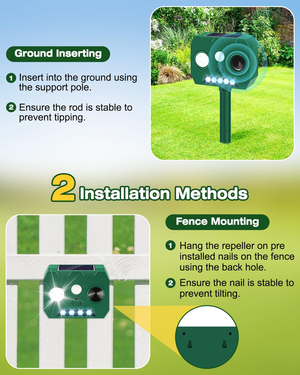 WAYSLA mounted on fence providing elevated motion detection coverage