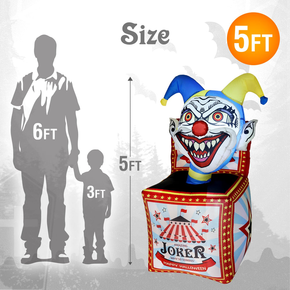 WBHome clown box illuminated at night for bright, spooky yard visibility