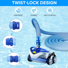 WCXSSLBH hose installed on Zodiac pool cleaner demonstrating easy connection