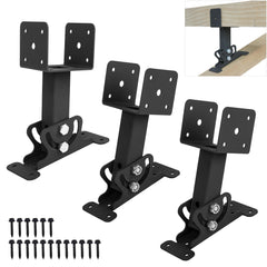Wdwlbsm front packaging showing three black roof riser brackets and included hardware, organized for quick install.