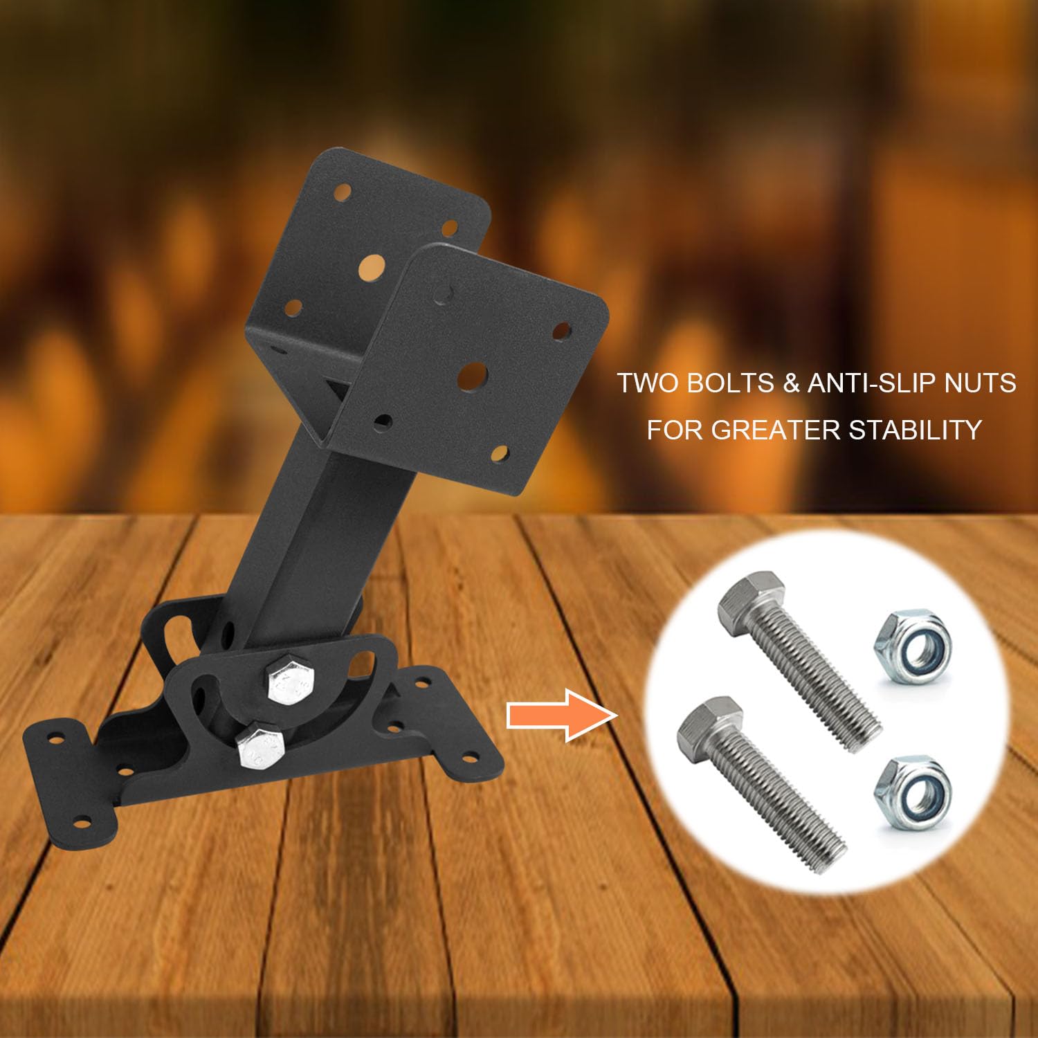 Wdwlbsm installed on a 3.5-inch wood post side view demonstrating secure support and simplified setup.
